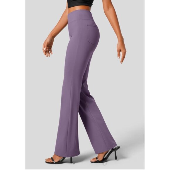 Halara Flex High Waisted Back Slight Flare Work Pants Sz Small Petite Womens Pur - Picture 1 of 12